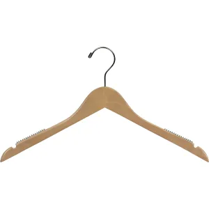 17" Wooden Top Hanger with Non-Slip Rubber