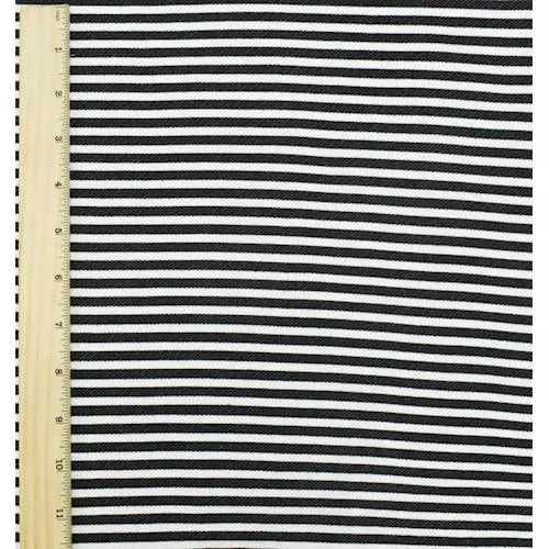 2 YD PC-Black/White Viscose Blend Stripe Jacketing Fabric