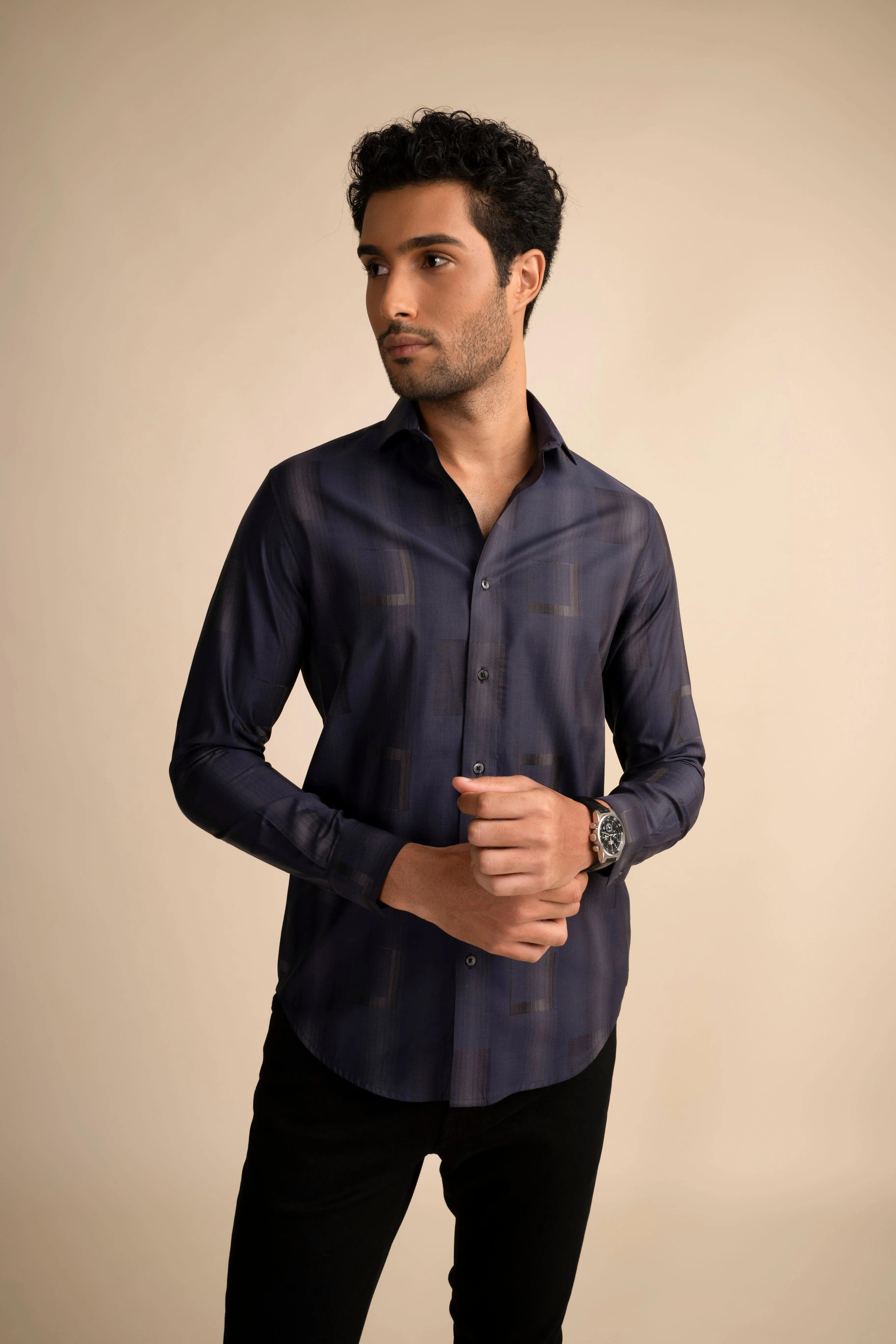 Aston Navy Check Shirt