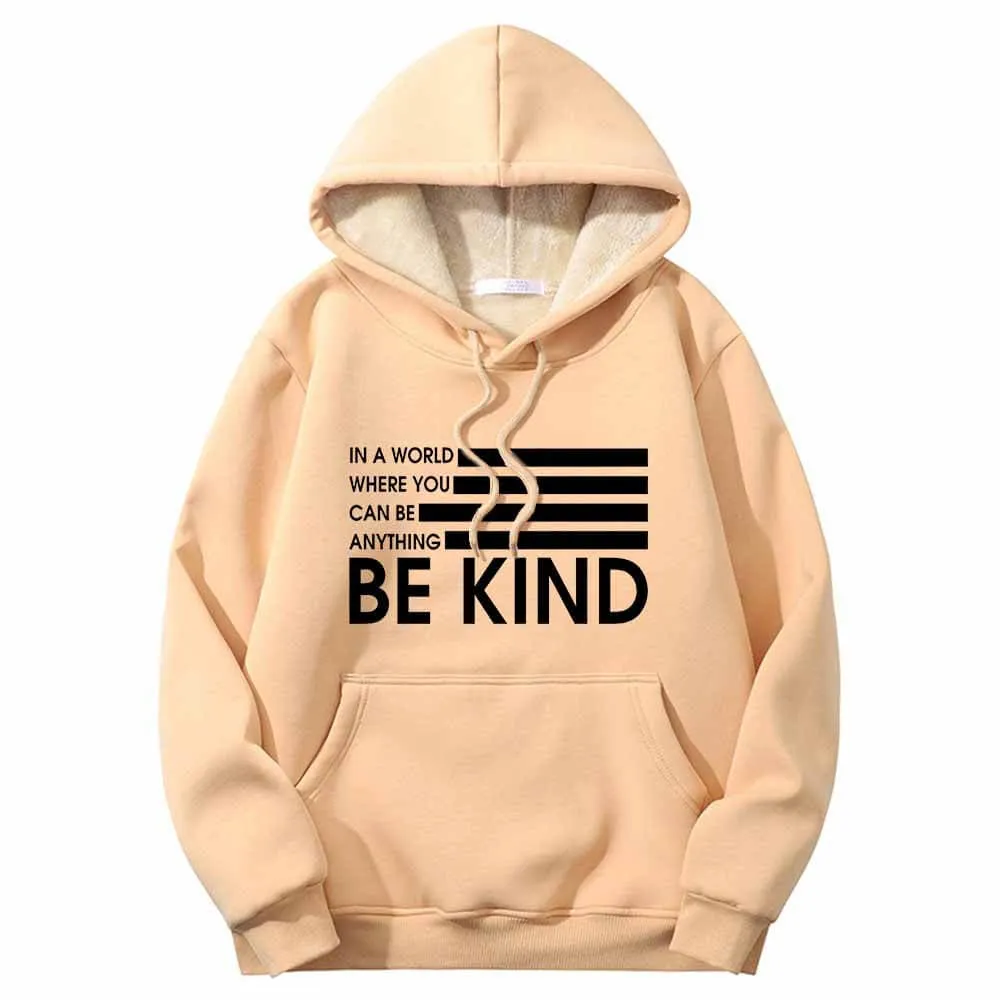 Be Kind American Flag Warm Fleece Sherpa Lined Hoodie