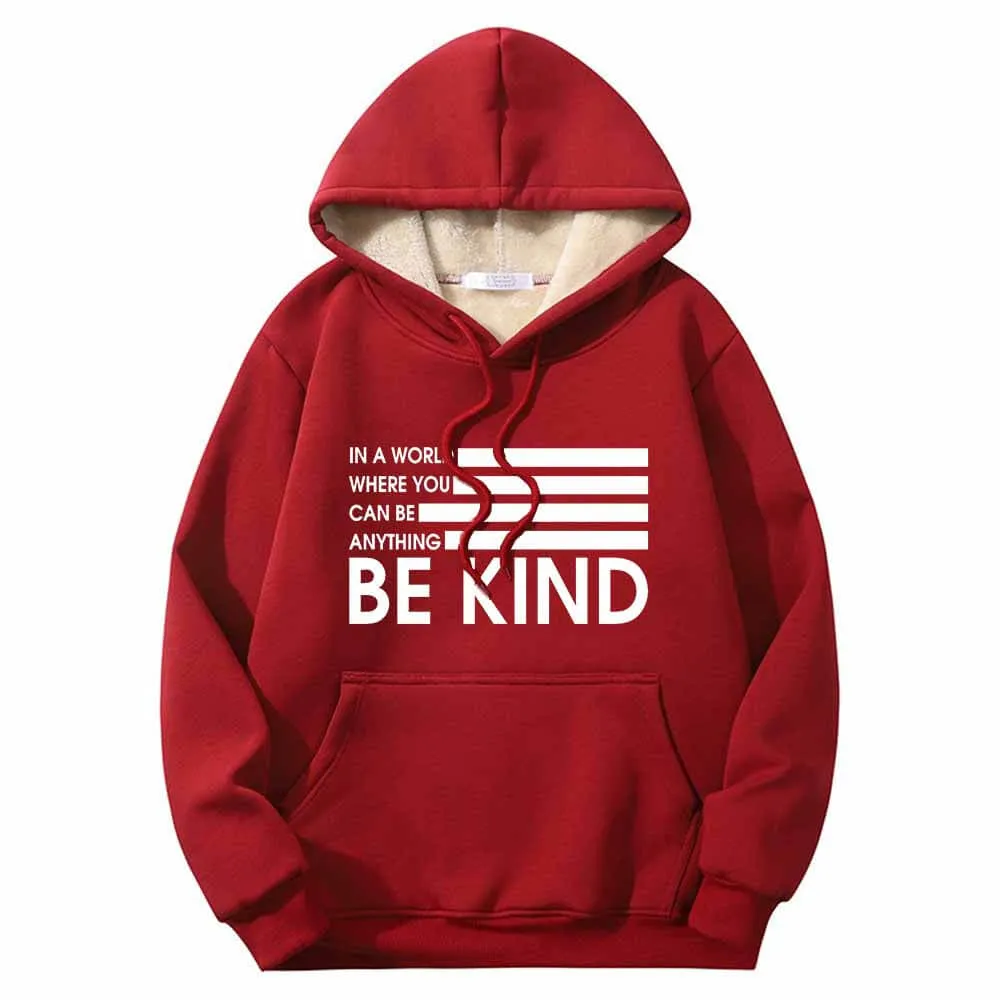 Be Kind American Flag Warm Fleece Sherpa Lined Hoodie