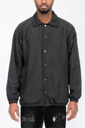 Black Weiv Men's LIGHT WEIGHT Windbreaker Coaches Jacket