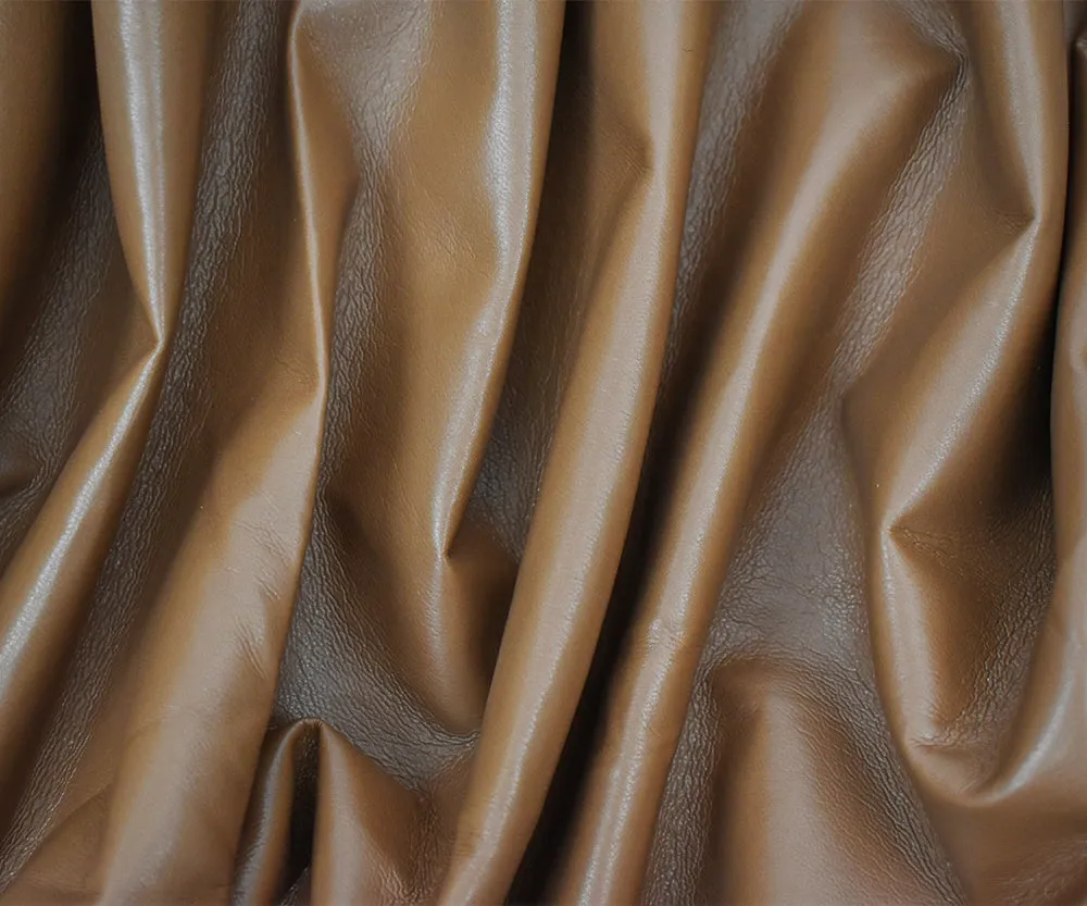 Brown Famous Maker Solid Recycled Leather and Polyurethane Blend Fabric