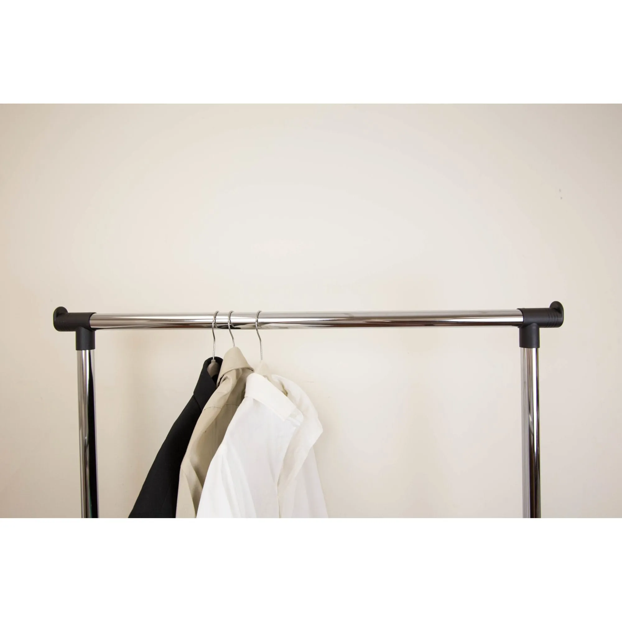 Chrome Plated Steel Double Garment Rack, Black