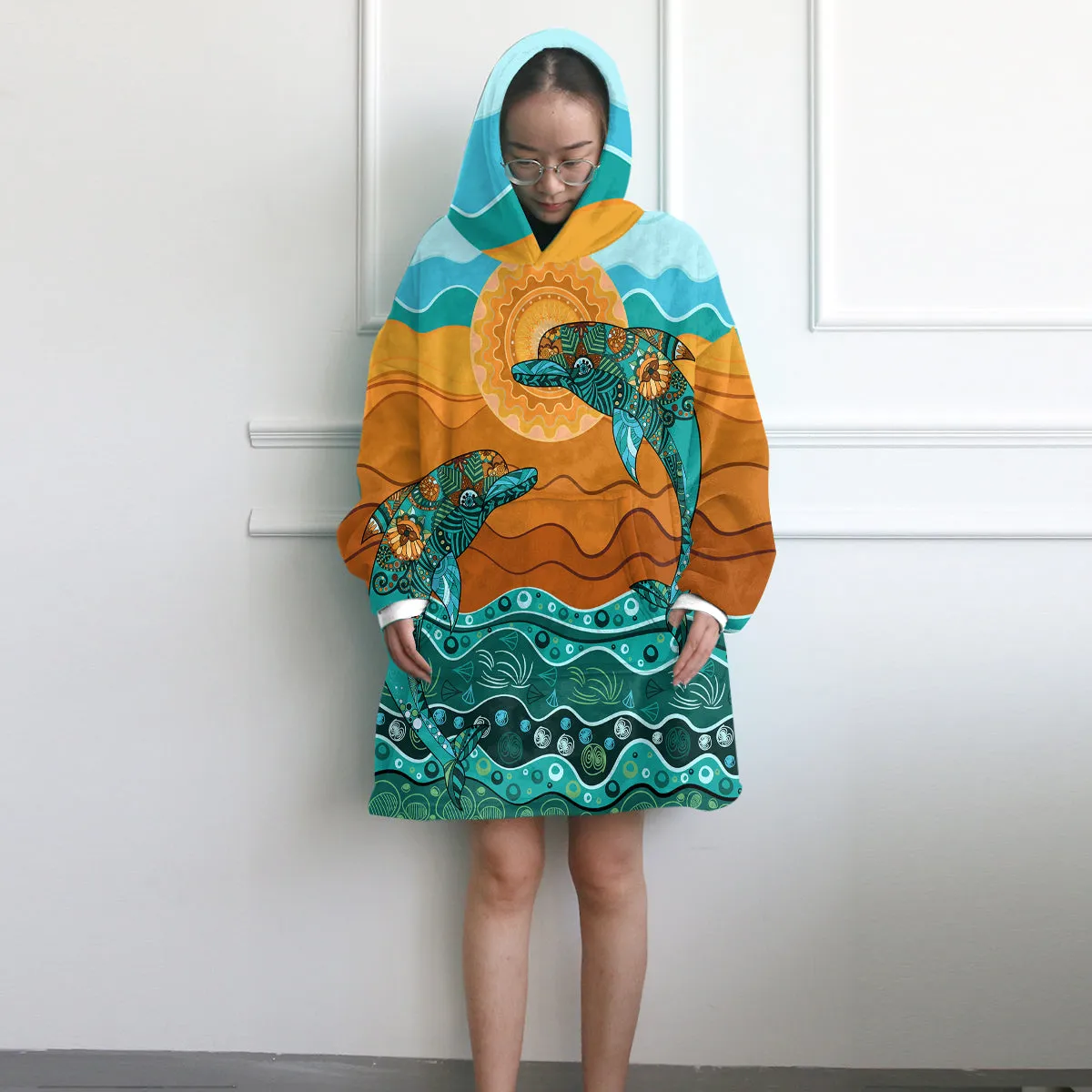 Dancing Dolphins Wearable Blanket Hoodie