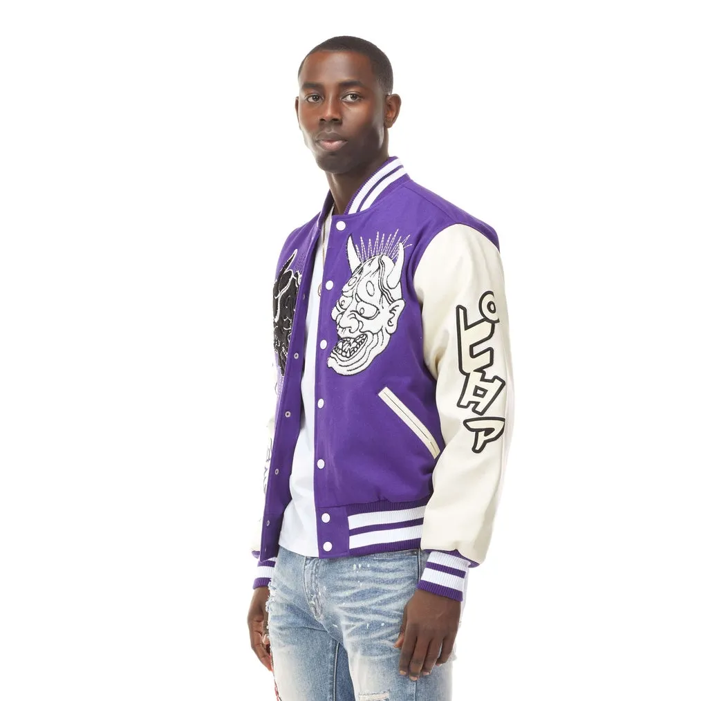 Demon Fashion Varsity Jacket - Purple