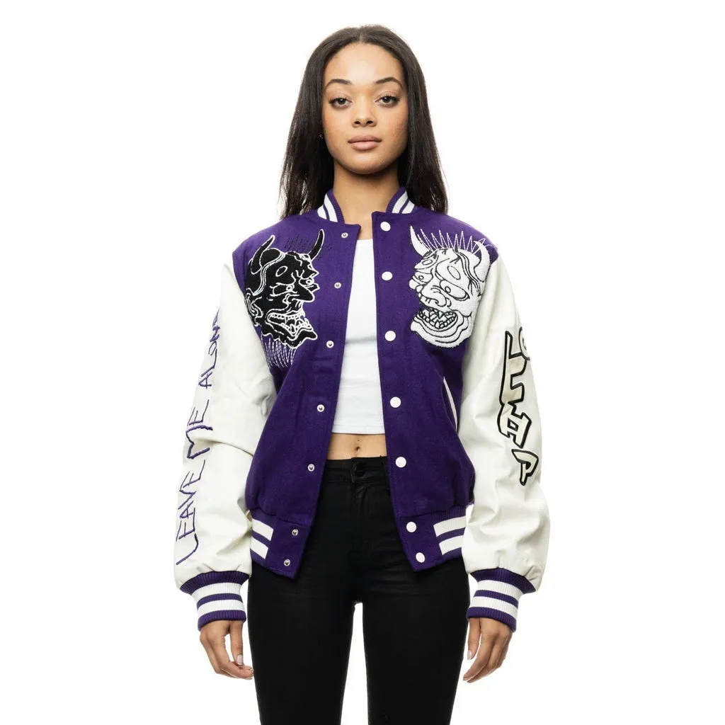 Demon Fashion Varsity Jacket - Purple