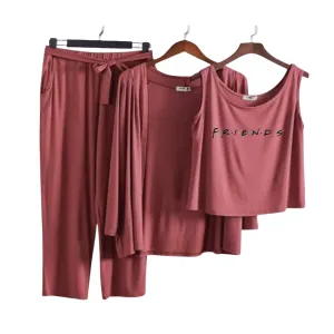 Friends Women Night Suit PJ 3 Pieces Set