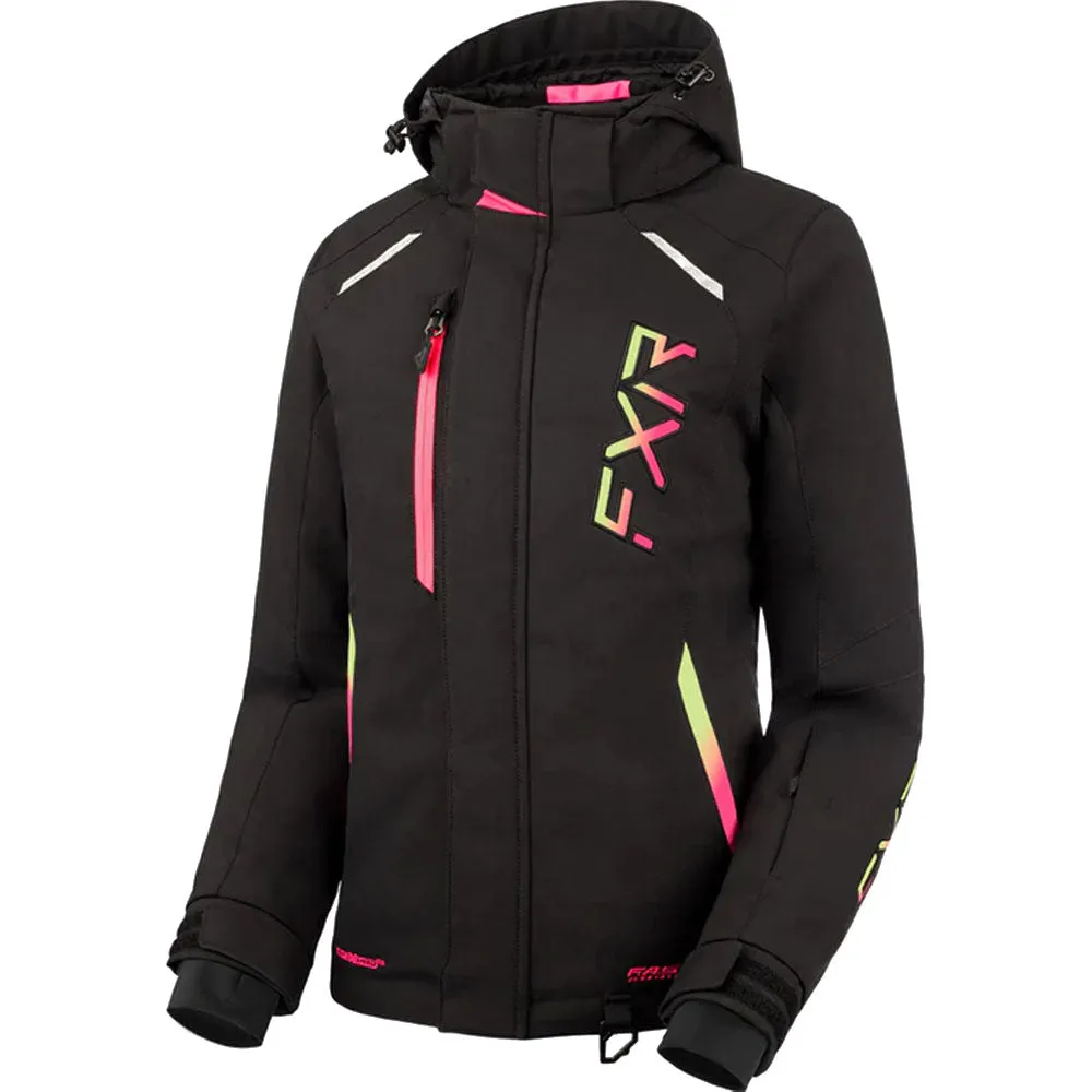 FXR Pulse Snowmobile Jacket Black/Kiwi-E Pink Fade