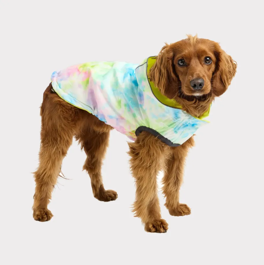 GF Pet Reversible Raincoat - Neon Yellow & Tie-Dye