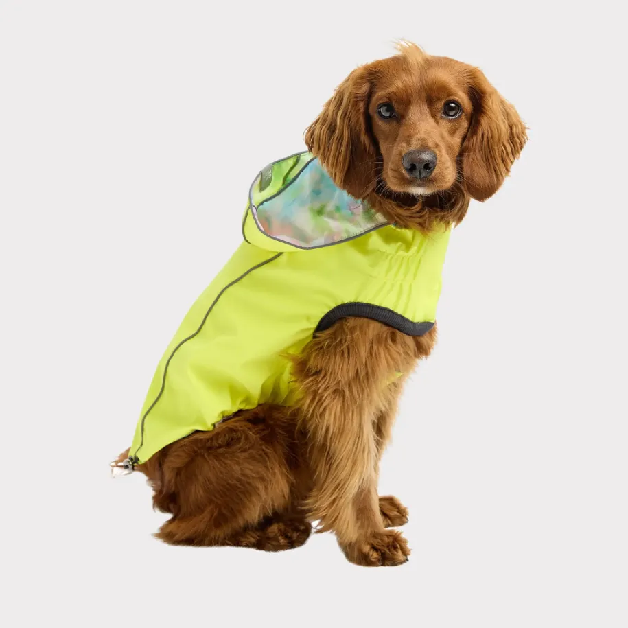 GF Pet Reversible Raincoat - Neon Yellow & Tie-Dye