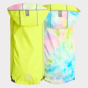 GF Pet Reversible Raincoat - Neon Yellow & Tie-Dye