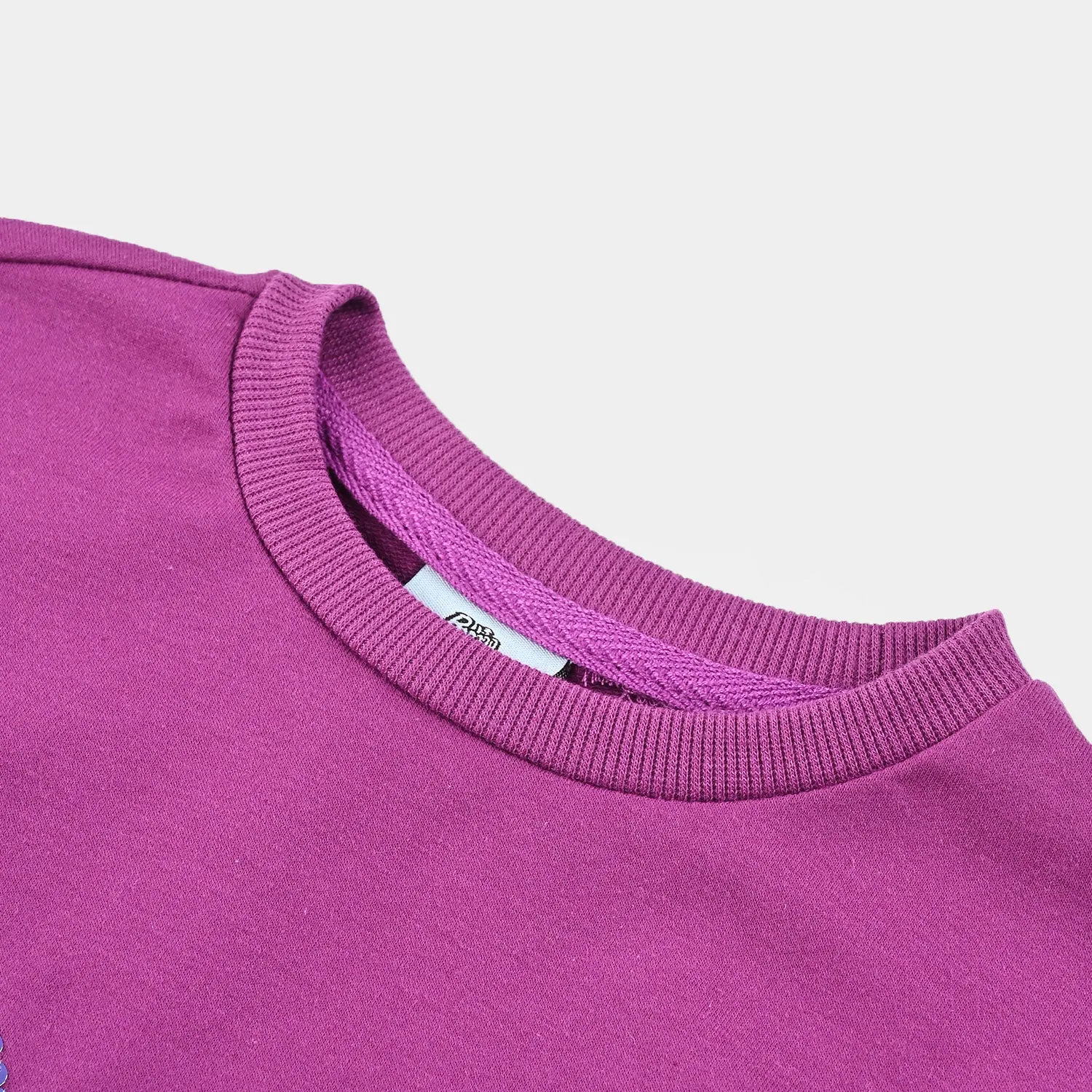 Girls Cotton Terry Sweatshirt Butterfly-Purple