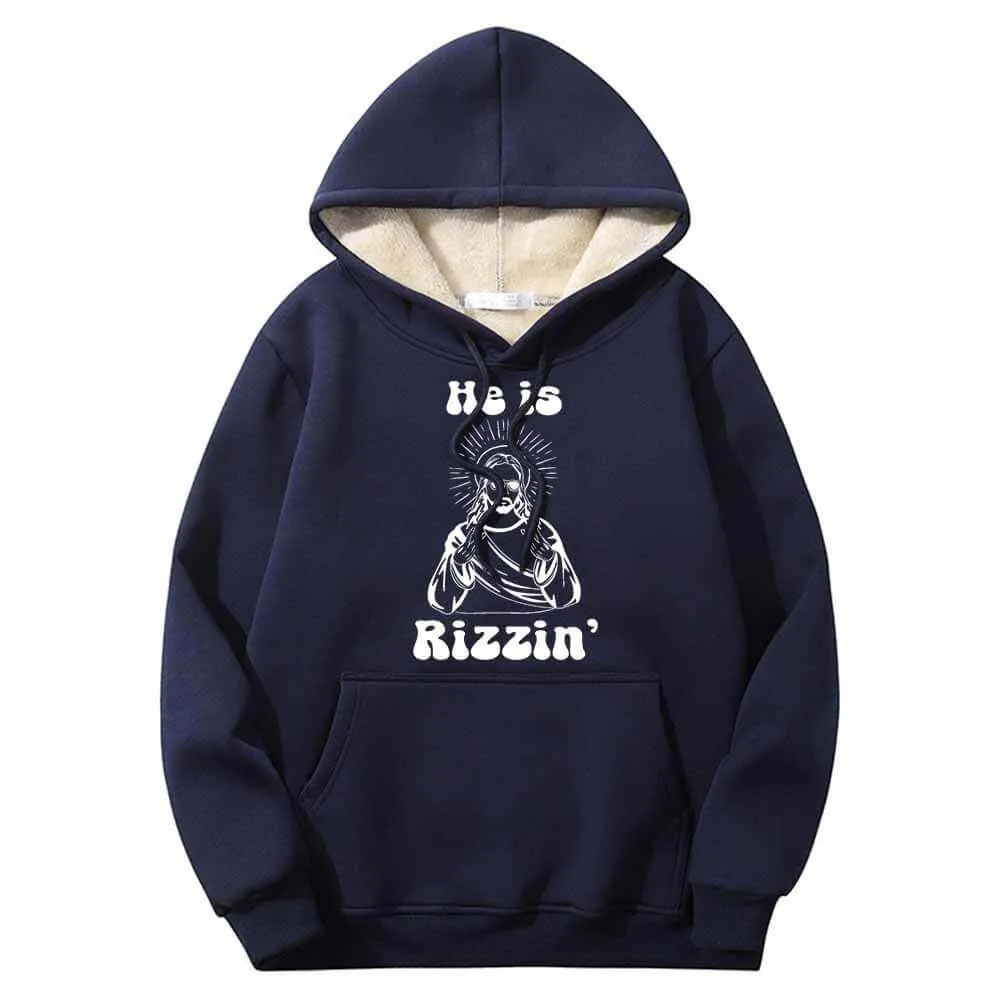 He Is Rizzin Christian Funny Fleece Sherpa Hoodie