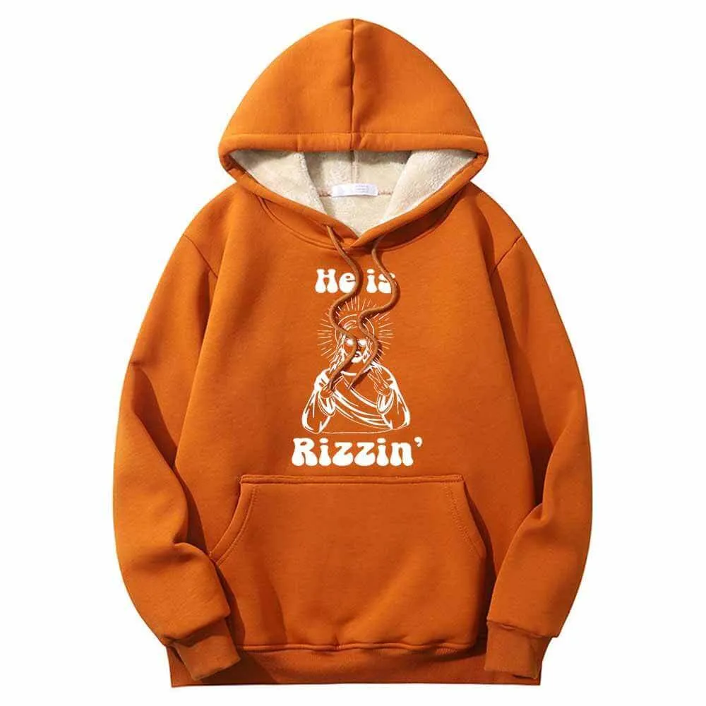 He Is Rizzin Christian Funny Fleece Sherpa Hoodie