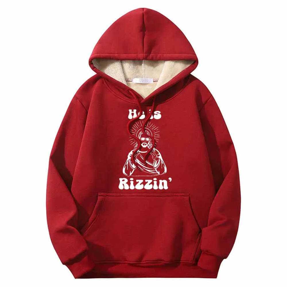 He Is Rizzin Christian Funny Fleece Sherpa Hoodie