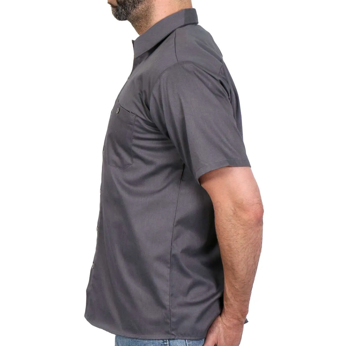 Hot Leathers GMM1010 Men's Mechanic Charcoal Button Up Heavy-Duty Work Shirt for | Classic Mechanic Work Shirt