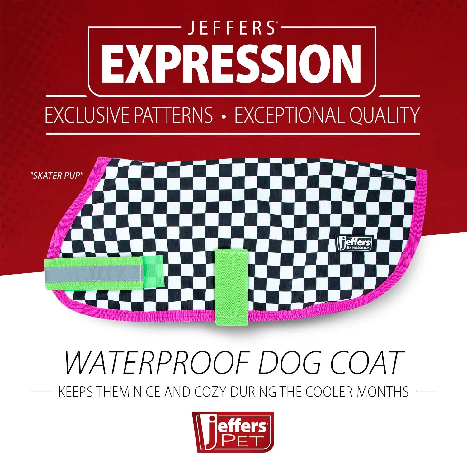 Jeffers Expression Waterproof Ripstop Dog Coat, Skater Pup