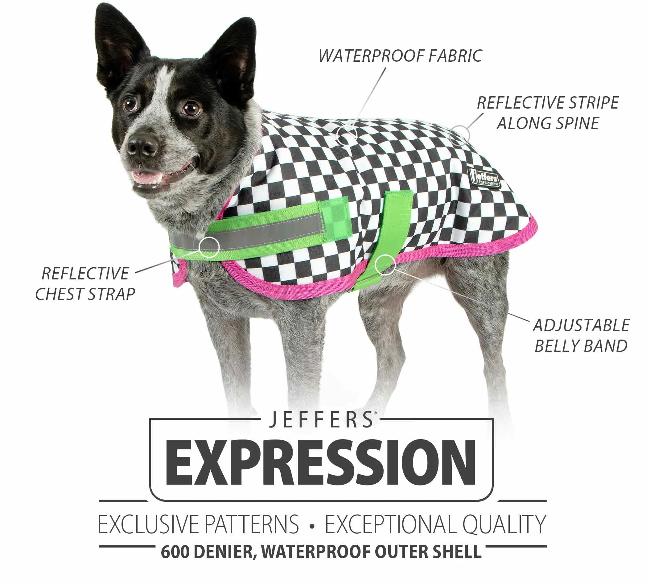 Jeffers Expression Waterproof Ripstop Dog Coat, Skater Pup