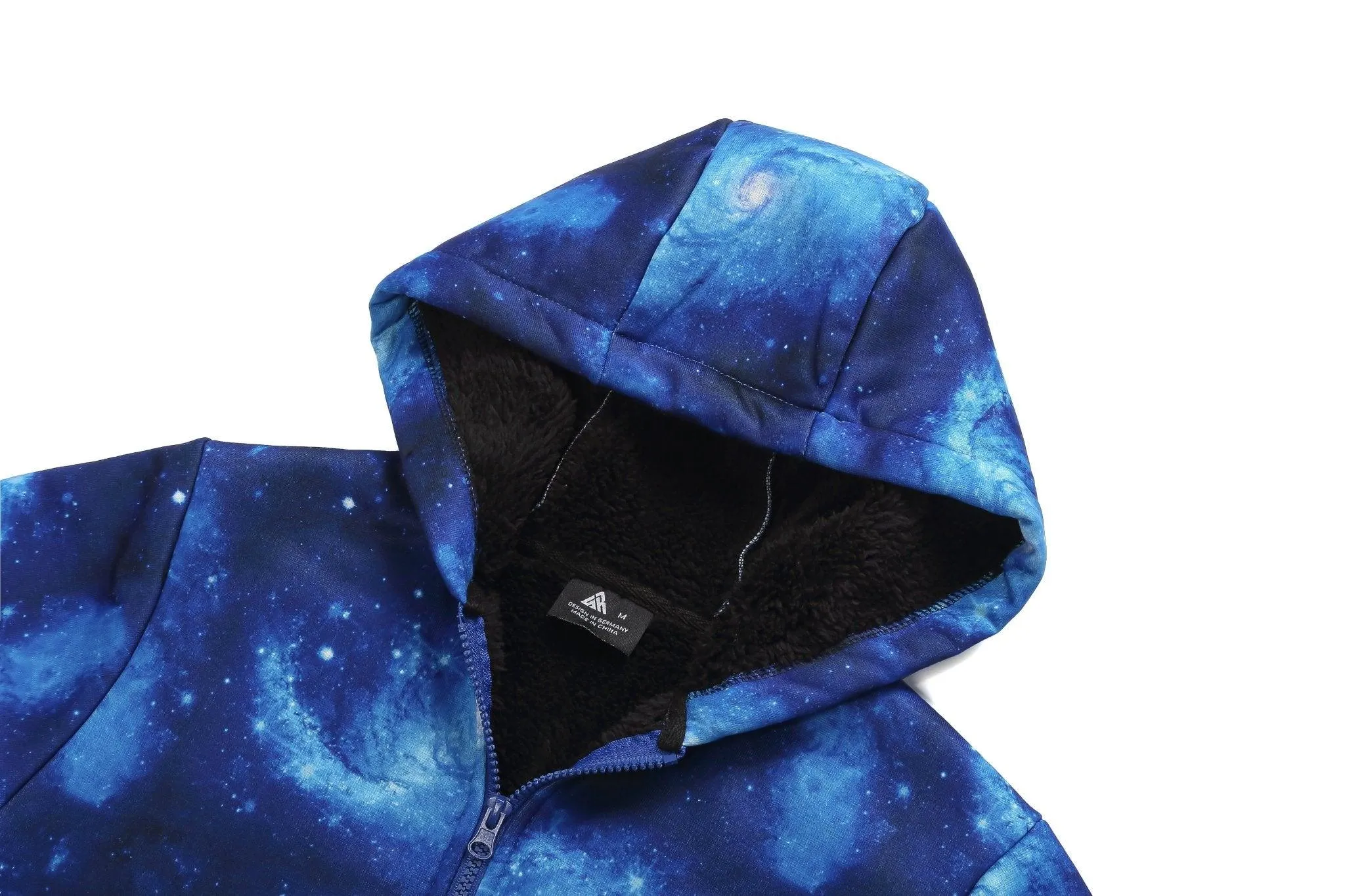 Kid's Starry Printed Full Zip Fleece Hoodie-ZPK006366