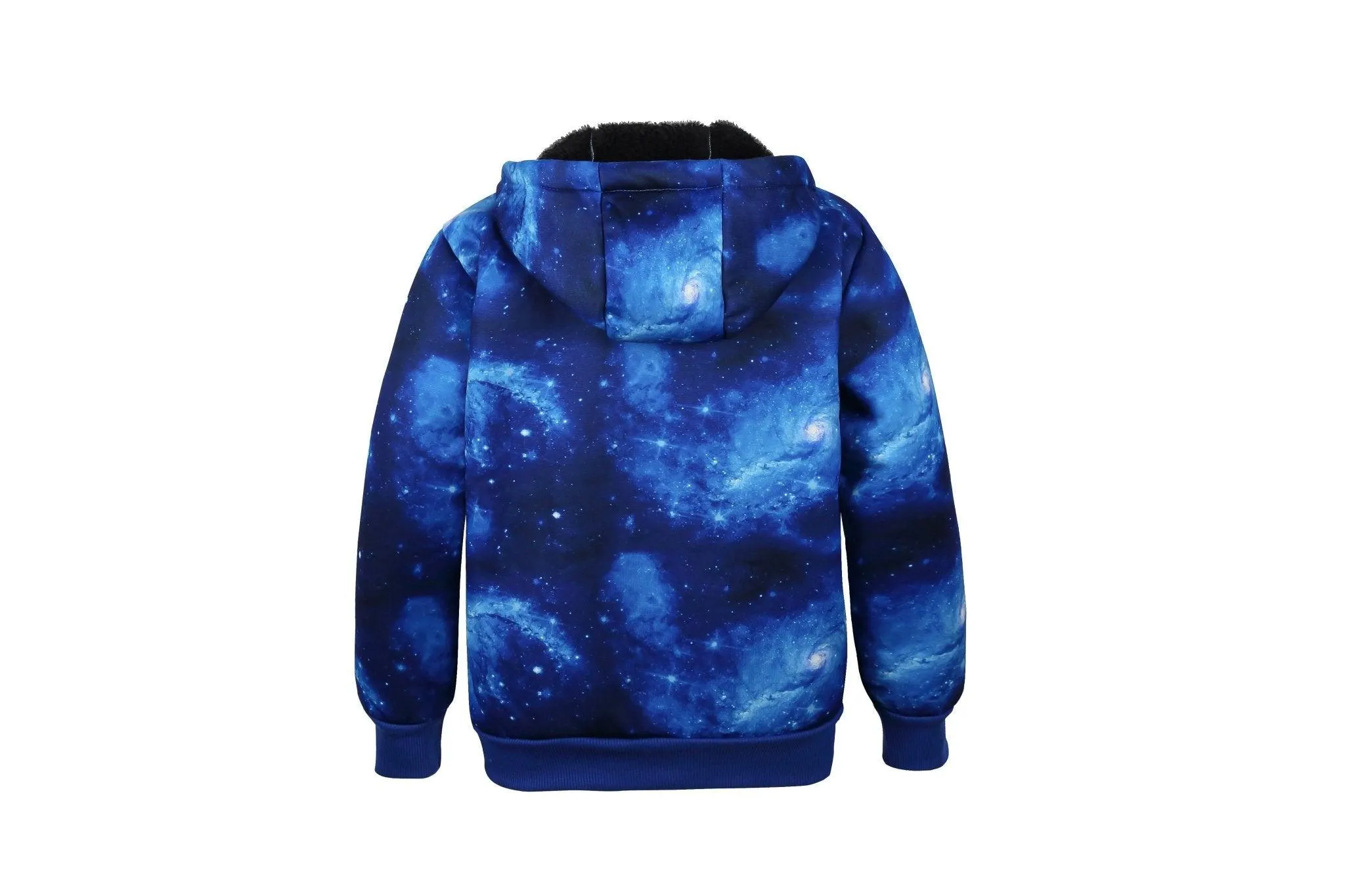 Kid's Starry Printed Full Zip Fleece Hoodie-ZPK006366