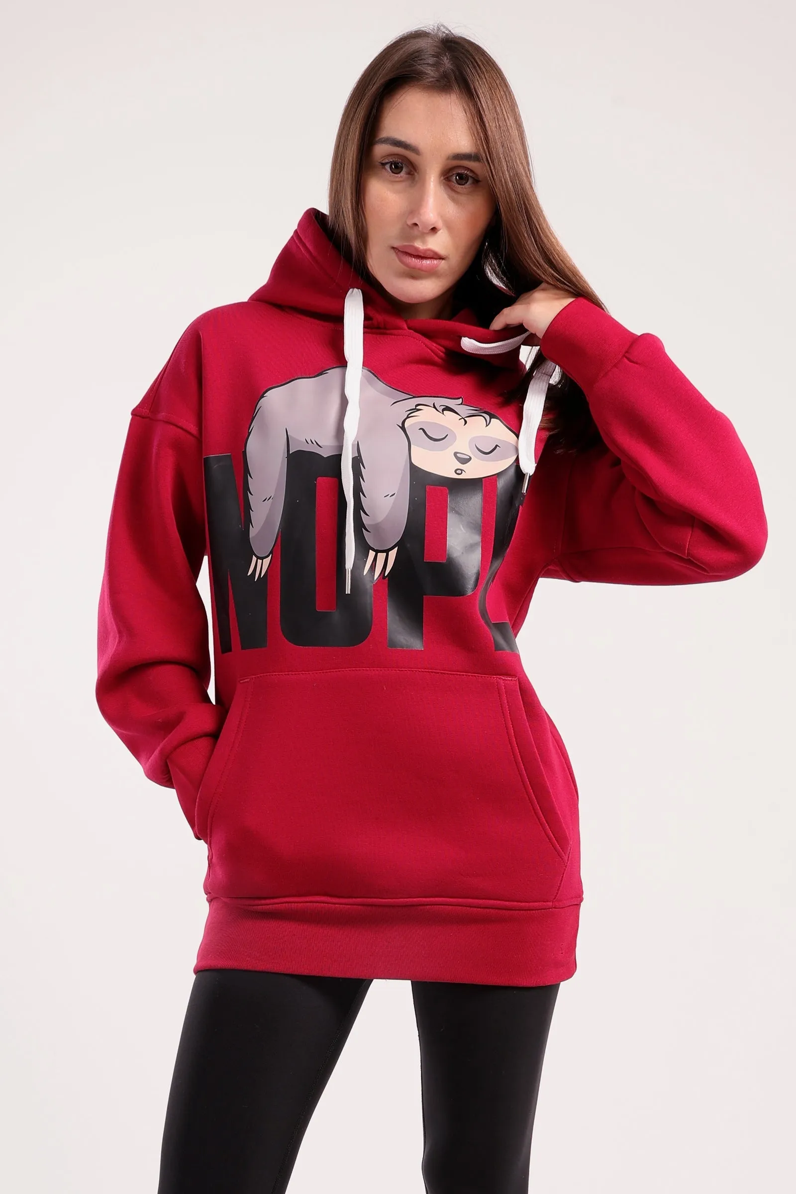 Lazy Sloth Print Hoodie (40103) - Fit Freak