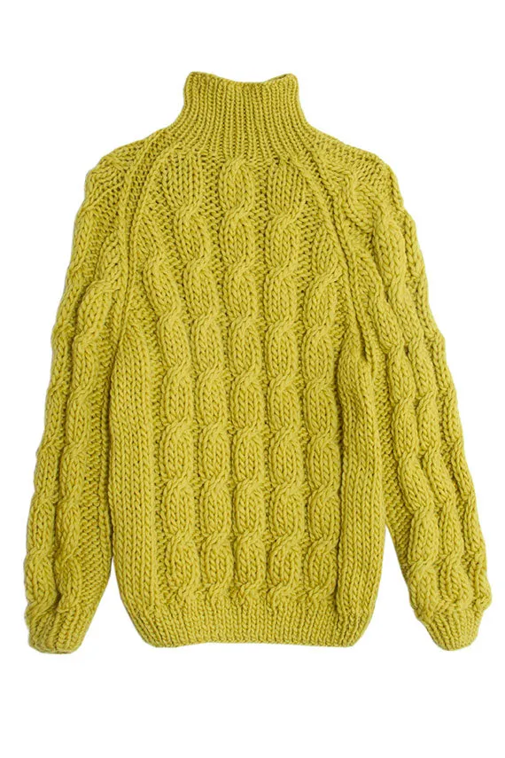 Limetree Cable Knit Roll Neck