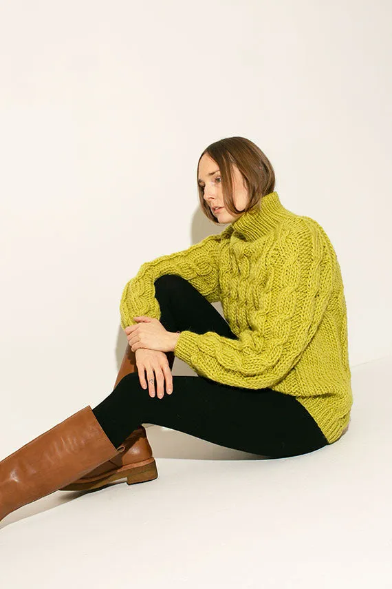 Limetree Cable Knit Roll Neck