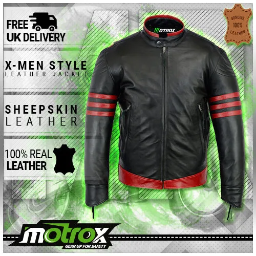 Men Leather Jacket inspiring Vintage Red Black 2