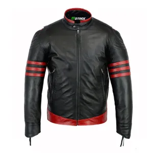 Men Leather Jacket inspiring Vintage Red Black 2