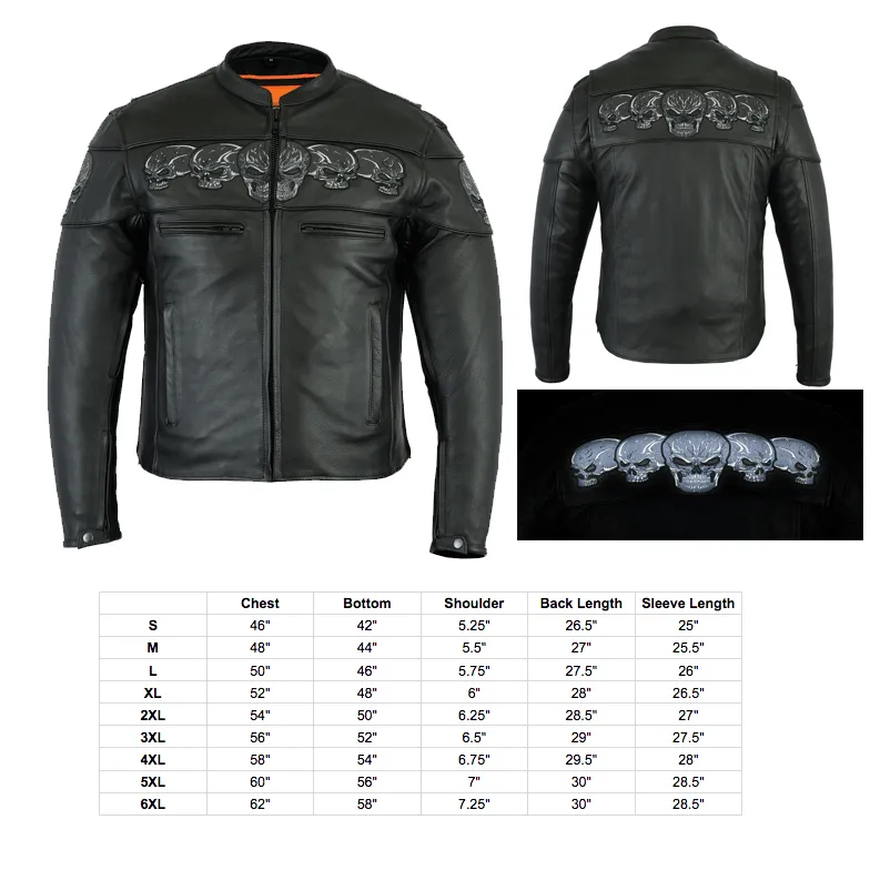 Men's Scooter Jacket w/ Reflective Skulls