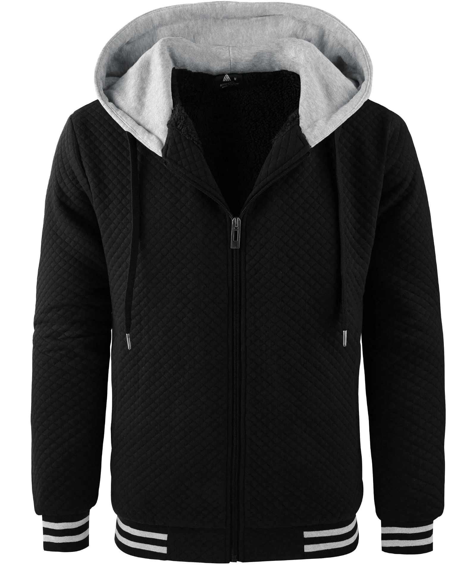 Men's Sherpa Fleece Lined Zip Up Hoodie-ZPK005616