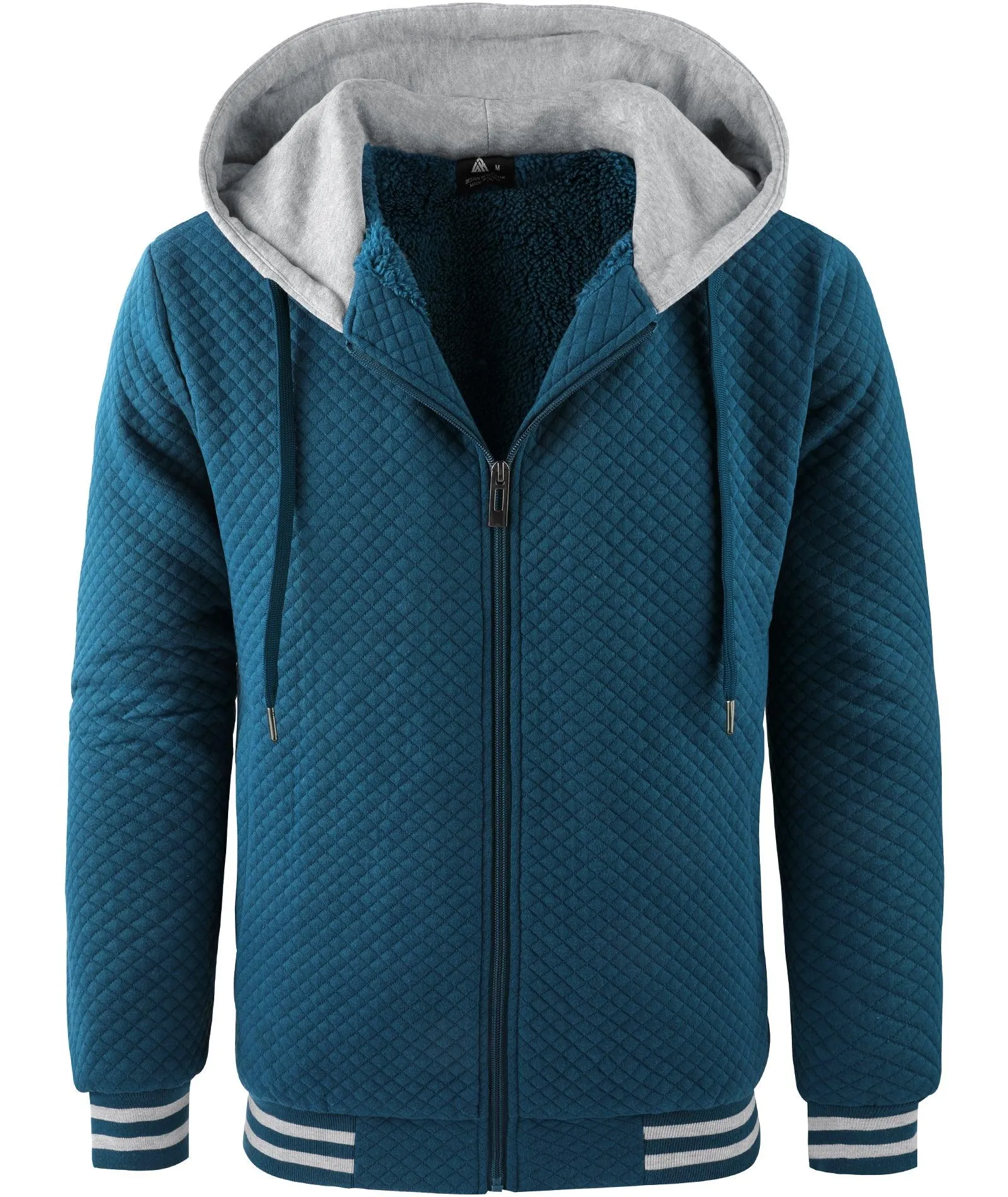 Men's Sherpa Fleece Lined Zip Up Hoodie-ZPK005616