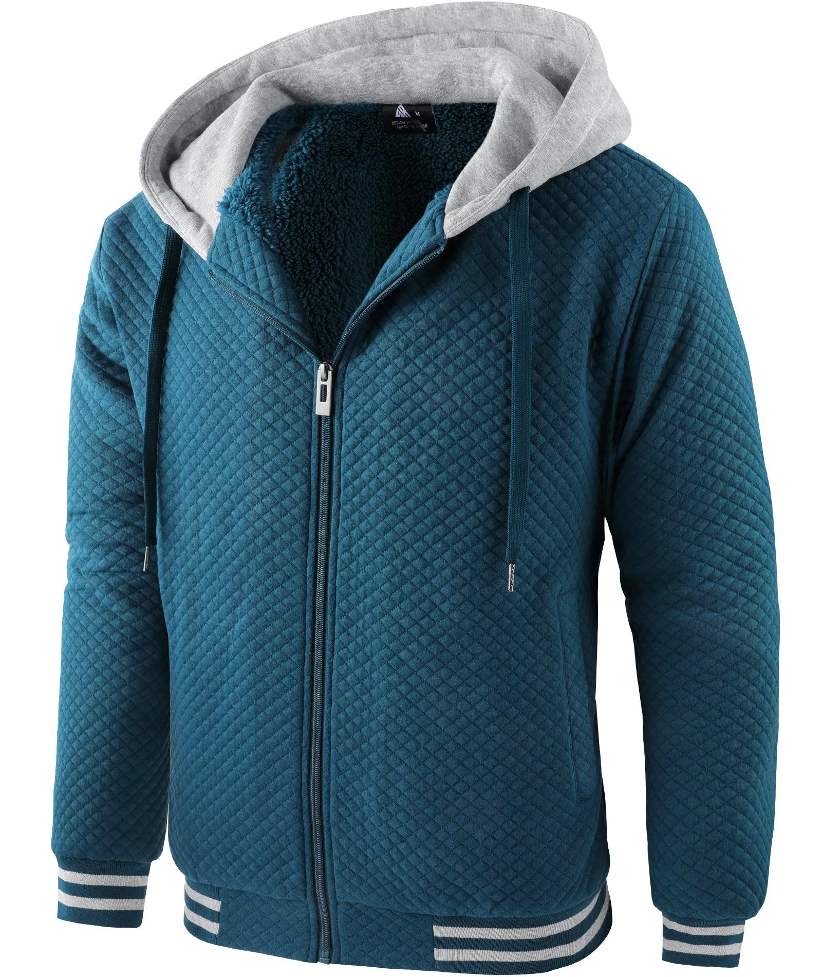 Men's Sherpa Fleece Lined Zip Up Hoodie-ZPK005616