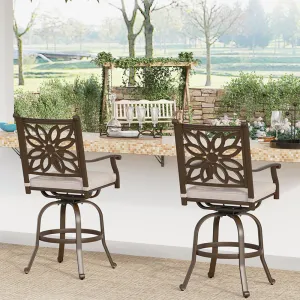 MFSTUDIO Cast Aluminum Outdoor Pub Height Swivel Bistro Bar Stools