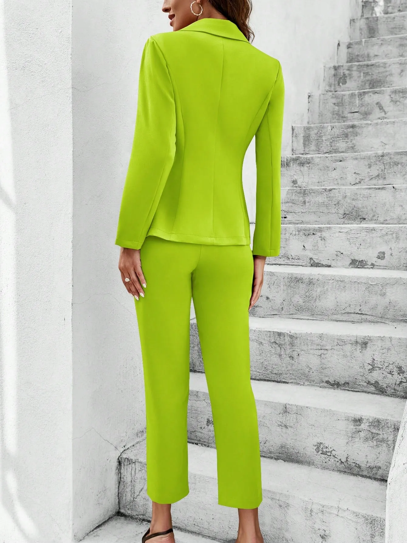 Neon Lime Double Breasted Blazer & Pants