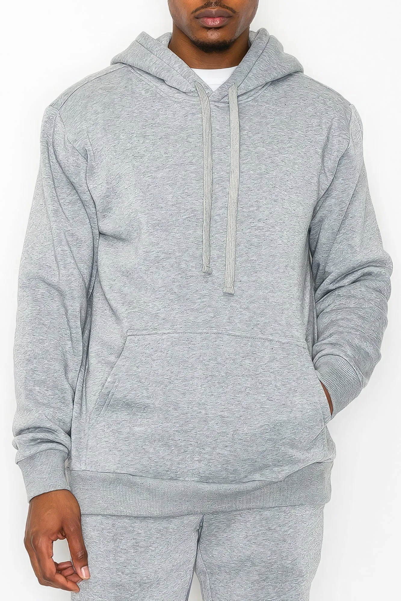 NicholesGifts Men Silver Fleece Pullover Hoodie