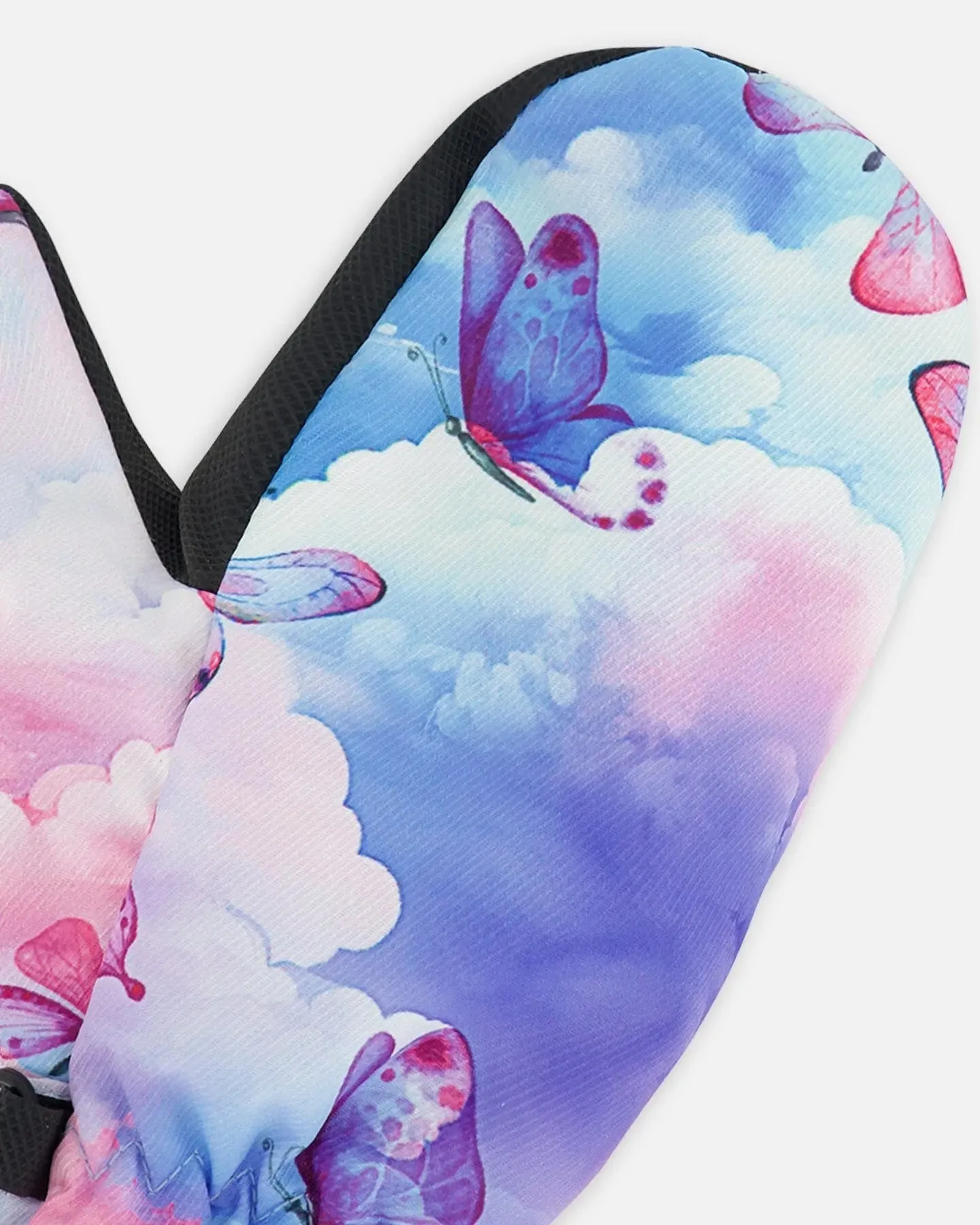 Printed Mid-Season Mittens Butterflies On Multicolored Background