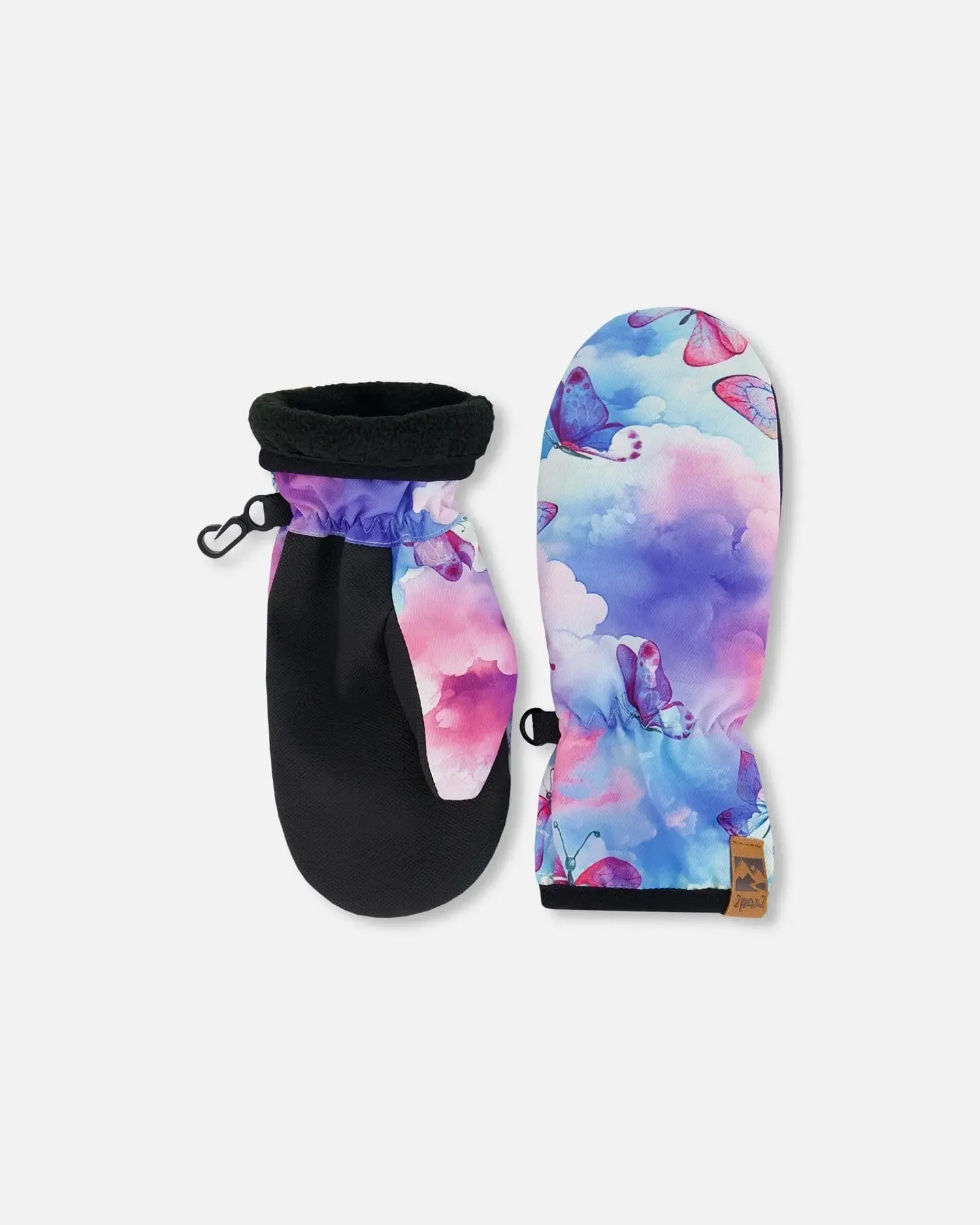 Printed Mid-Season Mittens Butterflies On Multicolored Background