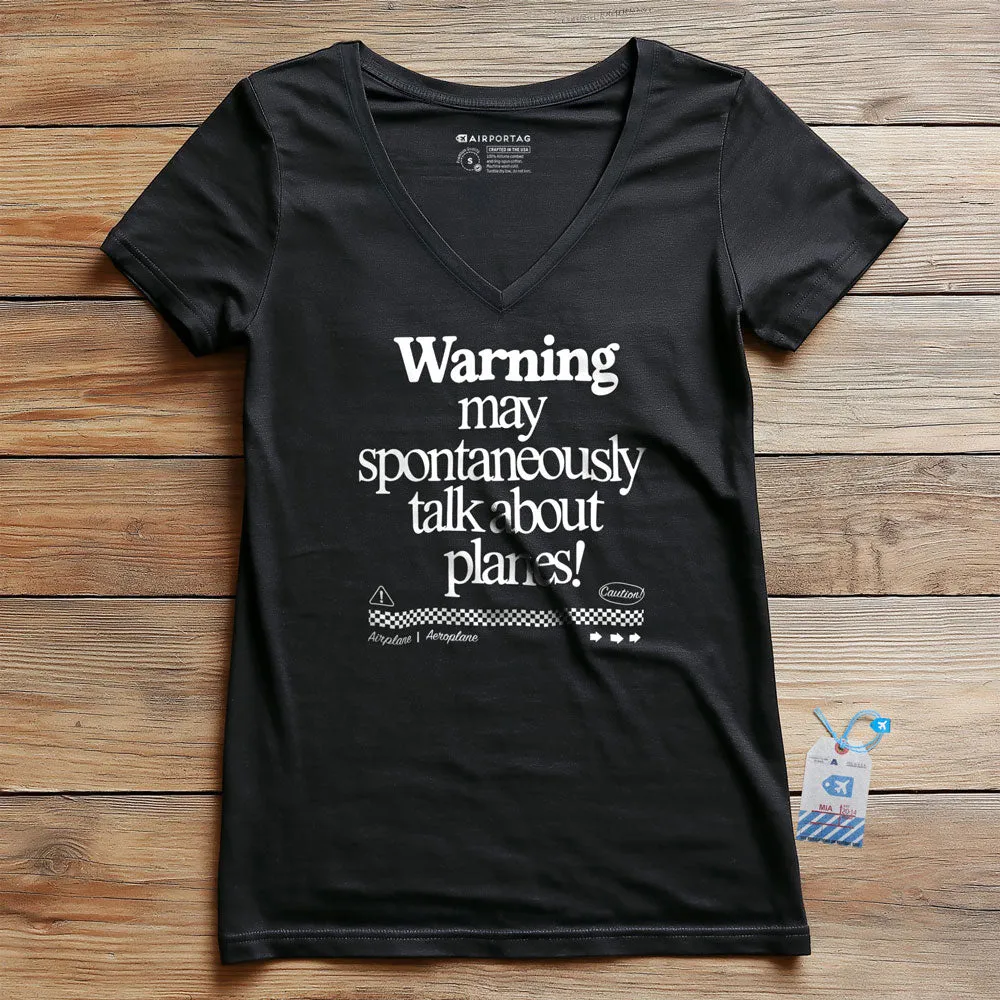 Warning May Talk About Airplanes - Women's V-Neck T-Shirt