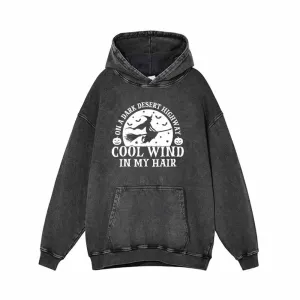 Witch Cool Wind In My Hair Vintage Washed Hoodie